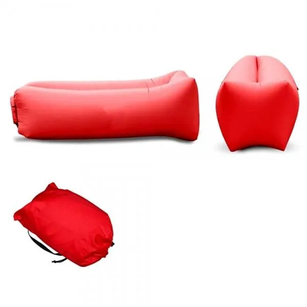 Portable Air Inflatable Bed Sleeping Sofa Couch for Travelling Camping Beach - Red