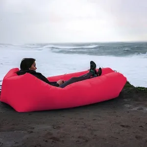 Portable Air Inflatable Bed Sleeping Sofa Couch for Travelling Camping Beach - Red