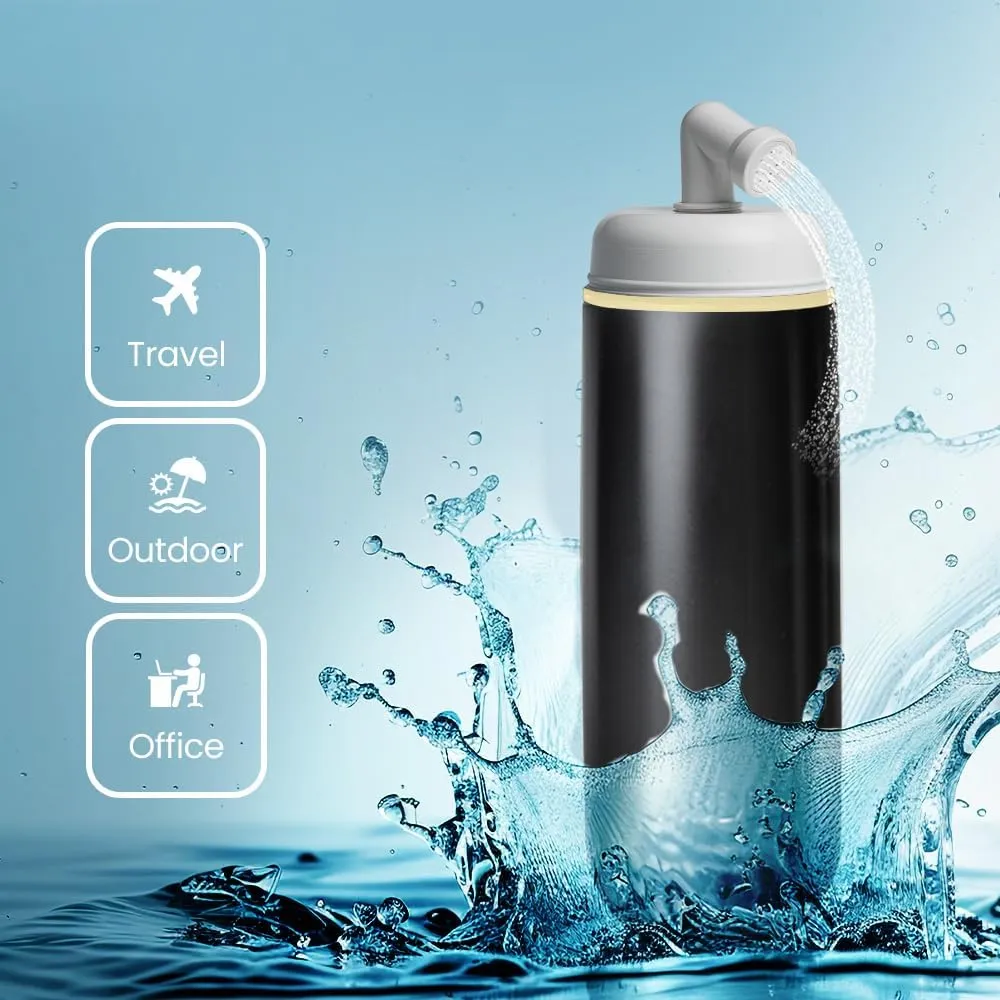 Portable Bidet for Travel & Toilet Hygiene | Handheld Peri Bottle for Women & Men | (12.84oz/380ml) Leakproof, Expandable Travel Bidet | Ideal for Postpartum & Personal Hygiene (Black, Standard)