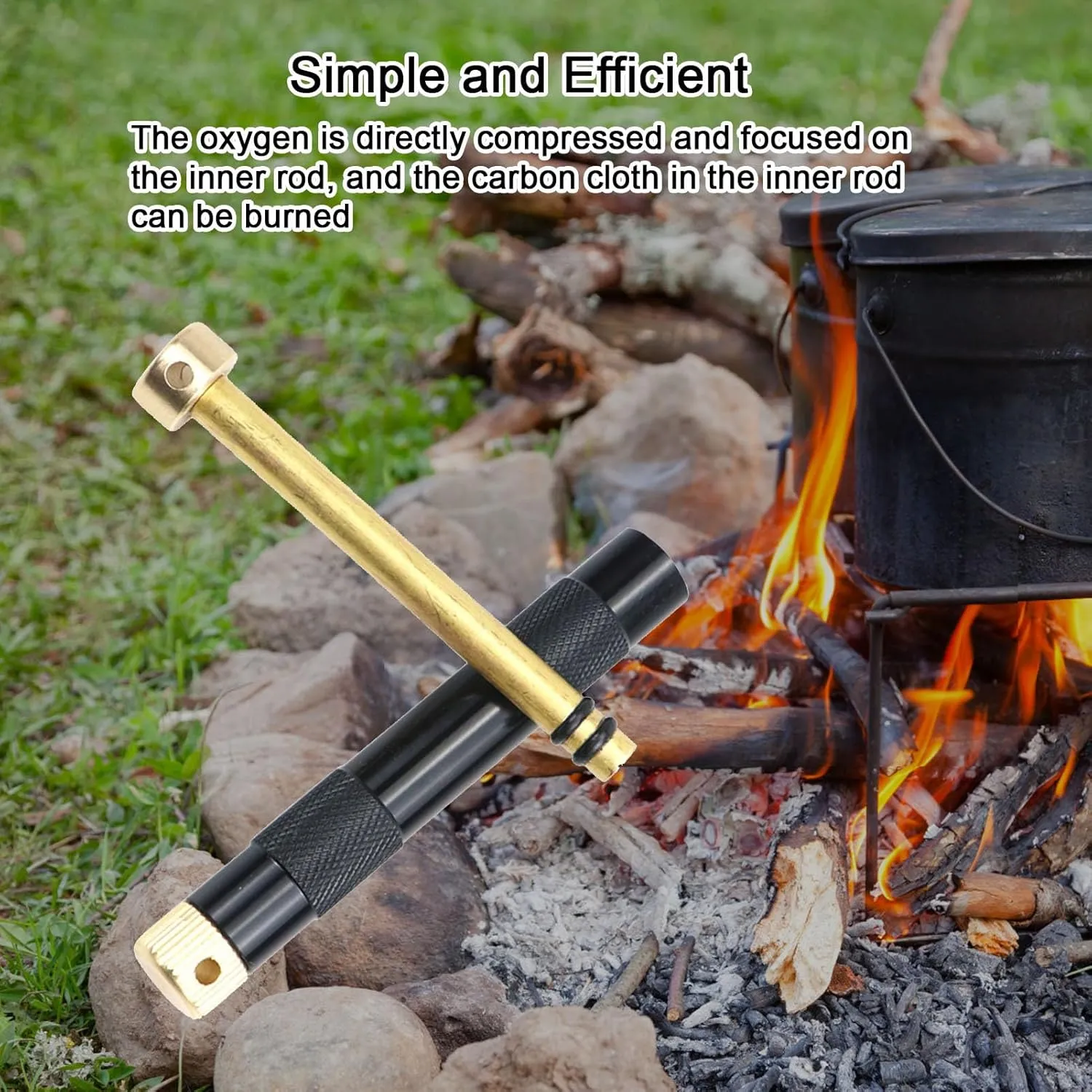 Portable Compression Fire Tube,Fire Piston Fire Starter | Camping Fire Starters, Outdoor Camping Gear, Metal Fire Rod for Survival, Hiking, Hunting