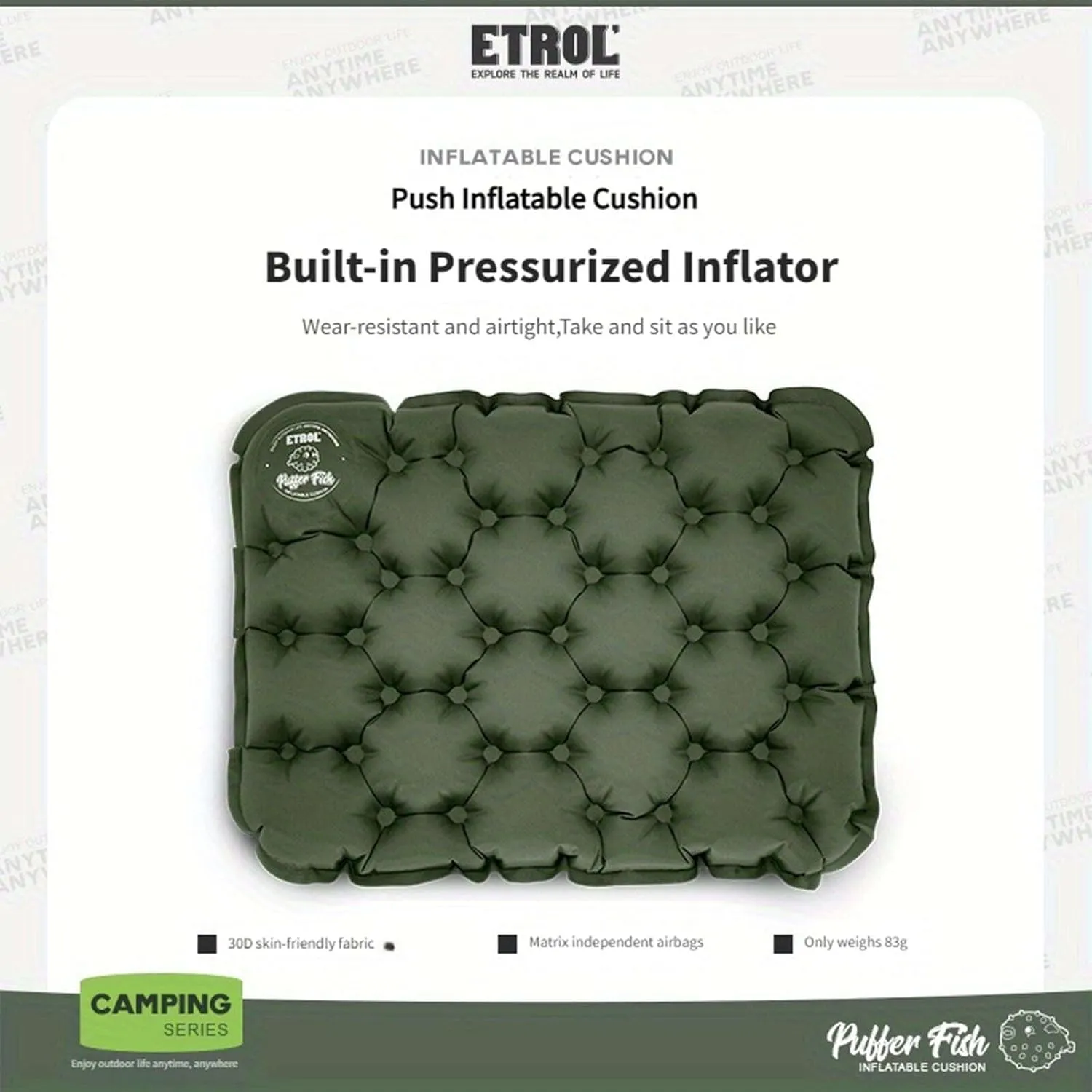 Portable Inflatable Seat Cushion, Lightweight Camping Air Sitting Pad with Storage bag and Repair Cloths, Waterproof Air Bleacher Seat Cushion for Climbing Hiking Office Airplane Car Stadium Seat