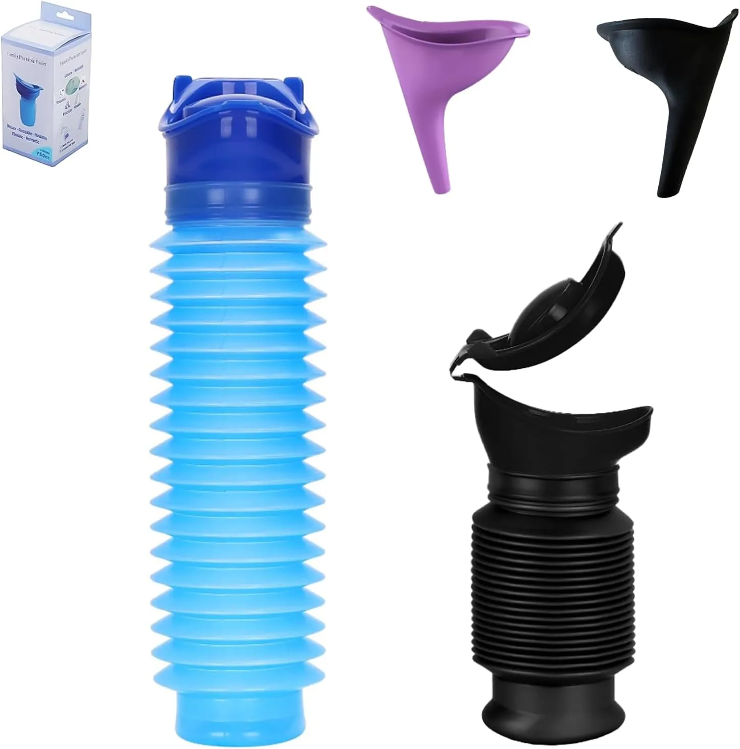 Portable Travel Urinal,Set of 2 Adjustable Emergency Urinal 750ml,Car Pee Bottles for Men Women,Outdoor Personal Mobile Toilet, Leakproof Pocket Toilet for Travelling,Traffic Jams & Hiking