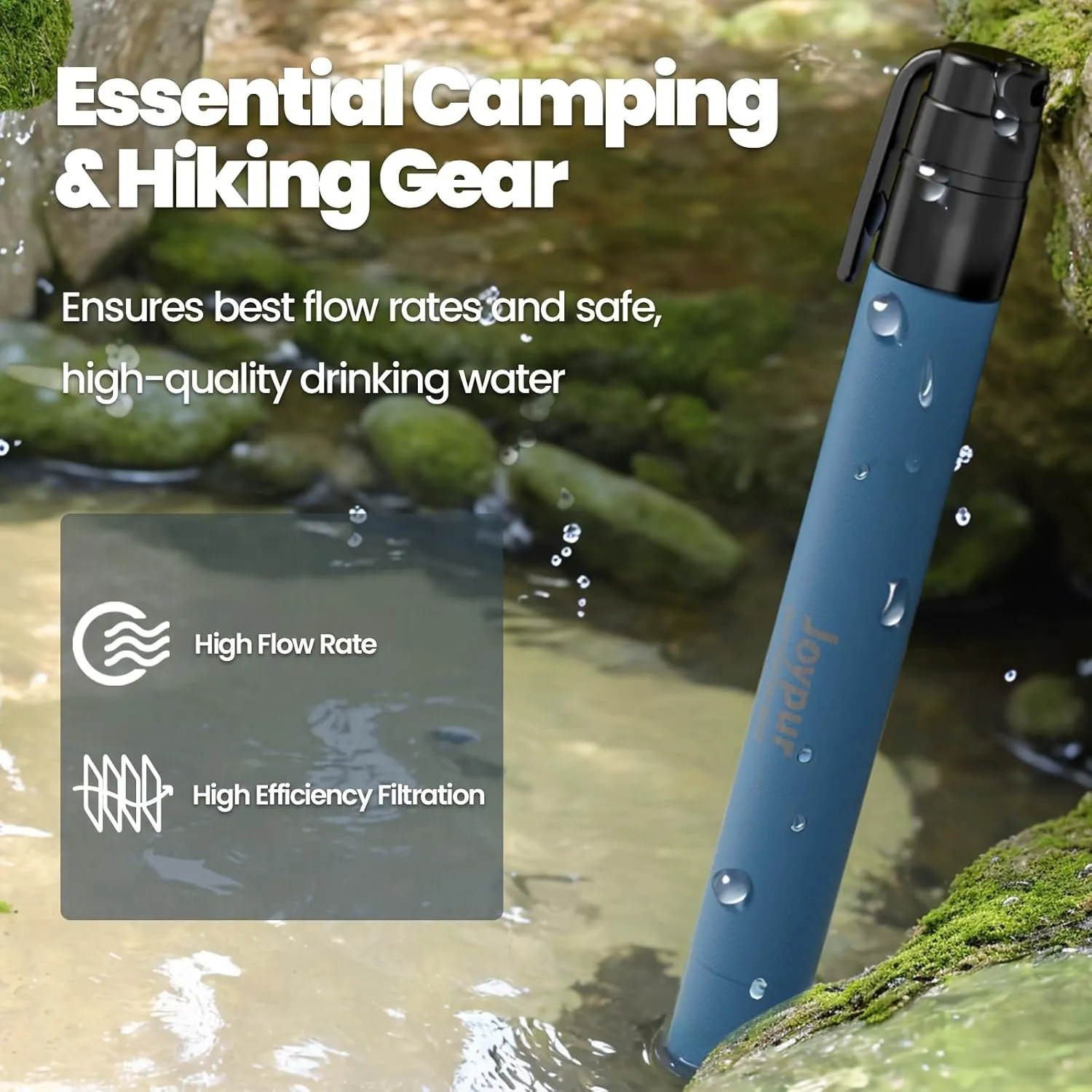 Portable Water Filter Straw Survival, Essential Camping & Hiking Gear, Water Purification Straw for Travel, Biking and Emergency Preparedness