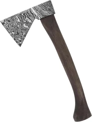 Prandi Axes Limited Edition Hatchet Axe – Laser-Etched Damascus Pattern Blade, Coffee-Colored Hickory Handle – 13.80"x6.16" Small Hand Tool for Chopping Wood, Camping, Bushcraft, Carving, Kindling