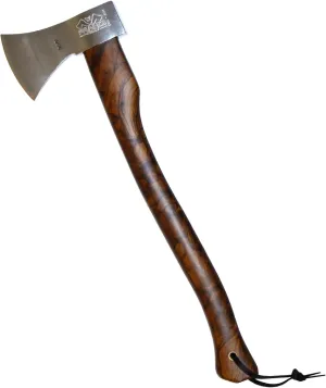 Prandi Axes Limited Edition Radica Style Axe - Mirror Polished C45 Forged Carbon Steel - 23.62" Hickory Handle with Leather String - For Camping & Bushcraft - S/N 3.011.10.AH - 2.25lbs Head, No Sheath