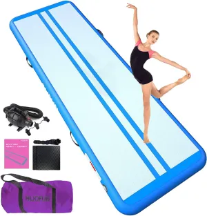 Premium Air Mat Tumble Track Inflatable Gymnastics Tumbling Mat 6.6ft 10ft 13ft 16ft 20ft 23ft 26ft Training Mats 4/8 inches Thick 3.3ft/6.6ft Wide for Kids Home/Training/Yoga with Pump