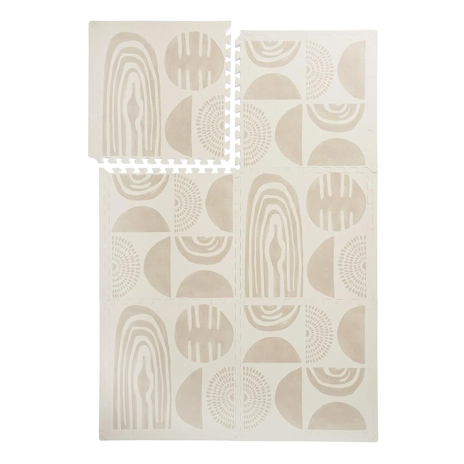 Premium Exercise & Baby Foam Play Mats - Stylish & Large Non-Toxic Odorless Floor Mat - 6 Tiles - Spacious 6ft x 4ft - Peel-Resistant Reinforced Ver.- Soft Thick, Waterproof - Desert Sand