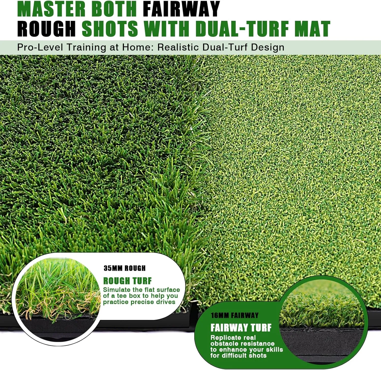 Premium Golf Hitting Mat, 10mm Foam Padding with Rubber Backing Golf Mat, Golf Practice Mat for Indoor and Outdoor Training