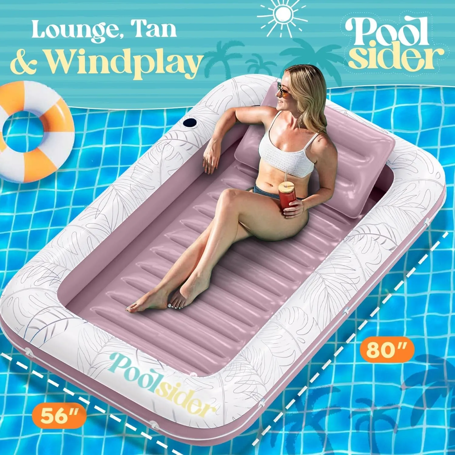 Premium Inflatable Tanning Pool Lounger | Inflatable Tanning Bed for Adults | Multipurpose Pool Floats Adults | Inflatable Pool Float | Tanning Float