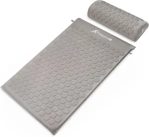 ProsourceFit Acupressure Mat and Pillow Set for Back/Neck Pain Relief and Muscle Relaxation, Large - Gray/Gray