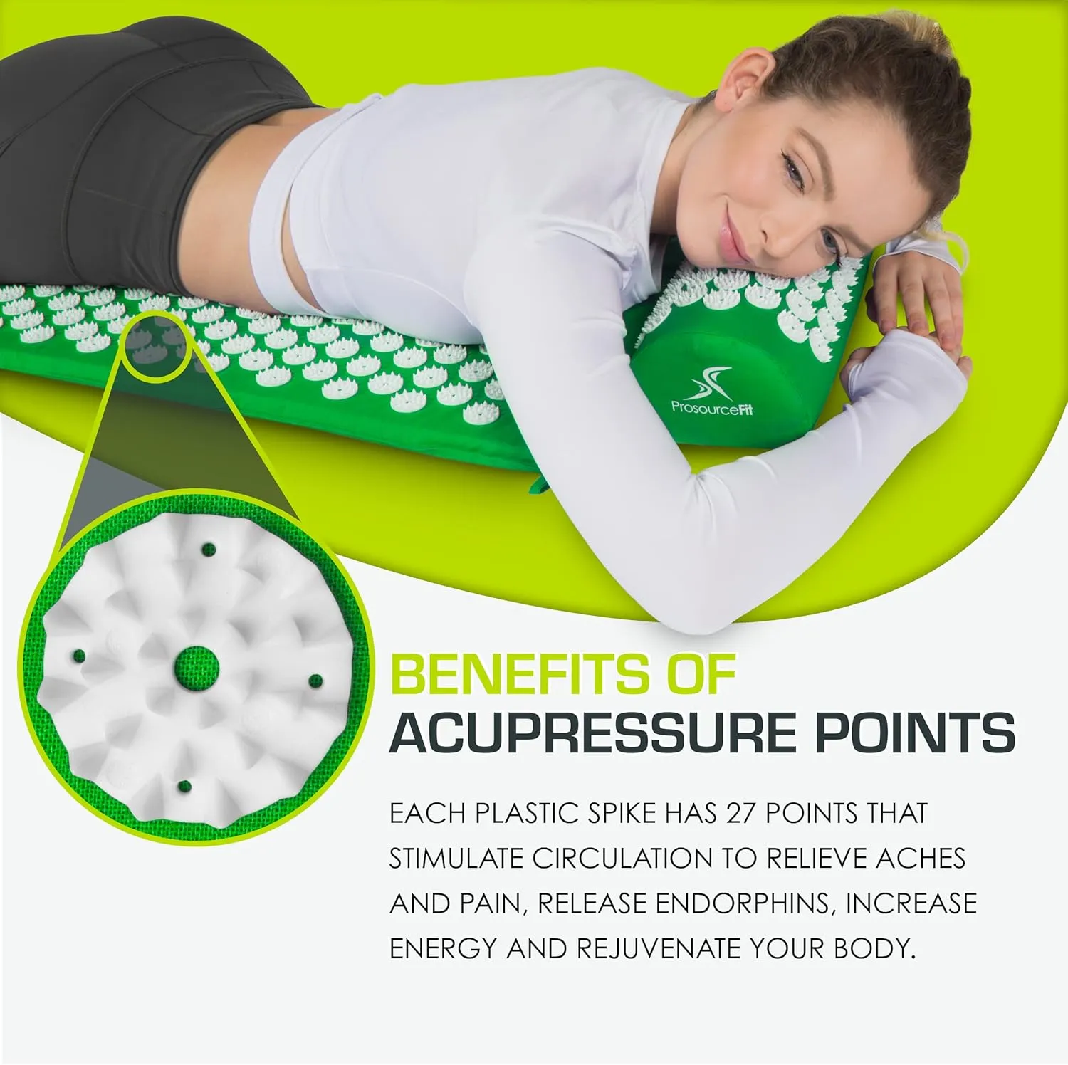 ProsourceFit Acupressure Mat and Pillow Set for Back/Neck Pain Relief and Muscle Relaxation, Orange