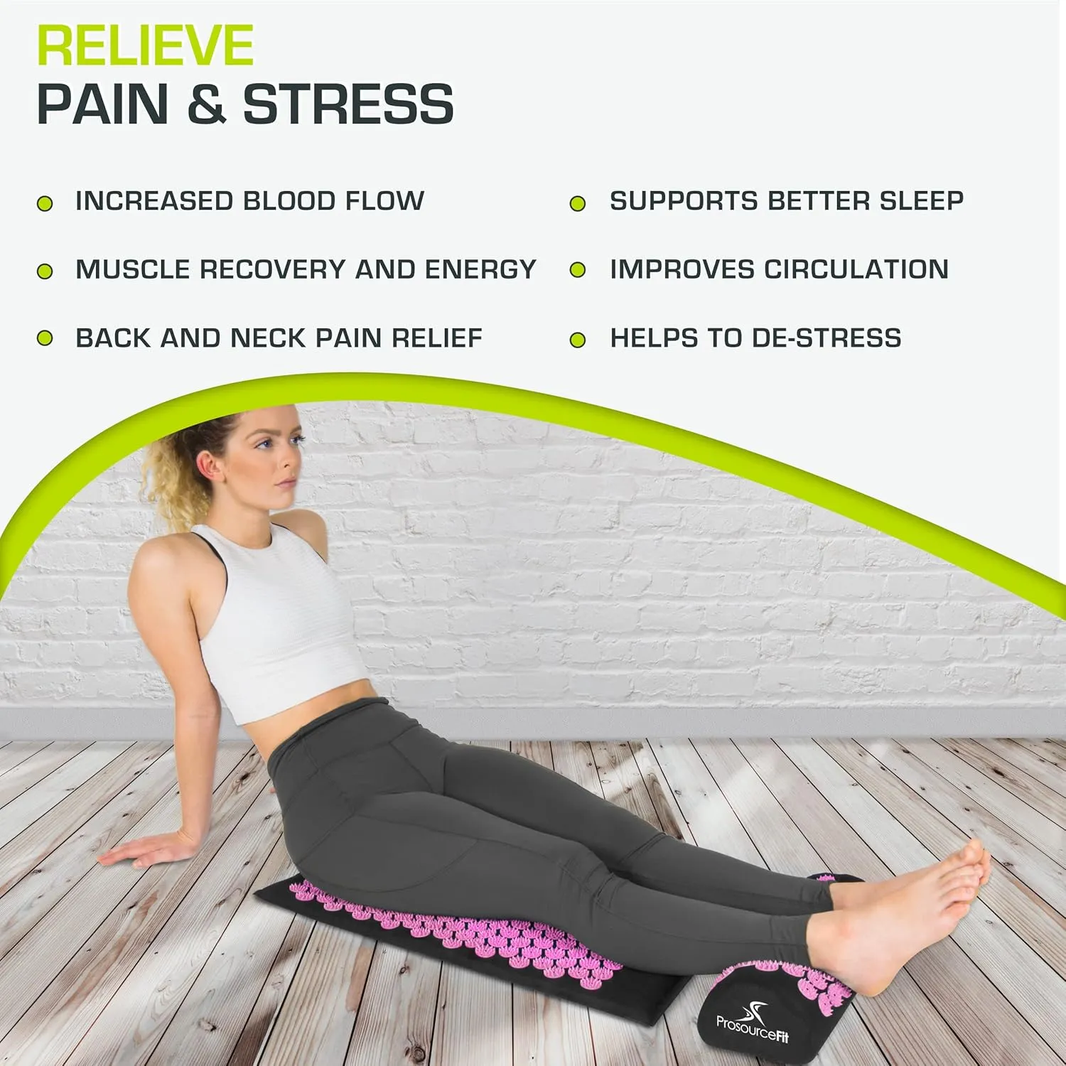ProsourceFit Acupressure Mat and Pillow Set for Back/Neck Pain Relief and Muscle Relaxation, XL - Blue/White