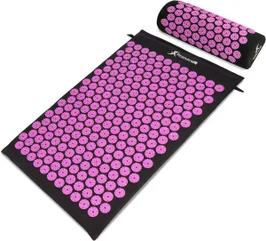 ProsourceFit Acupressure Mat and Pillow Set for Back/Neck Pain Relief and Muscle Relaxation, XL - Blue/White