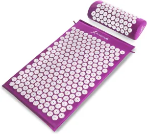 ProsourceFit Acupressure Mat and Pillow Set for Back/Neck Pain Relief and Muscle Relaxation, XL - Blue/White