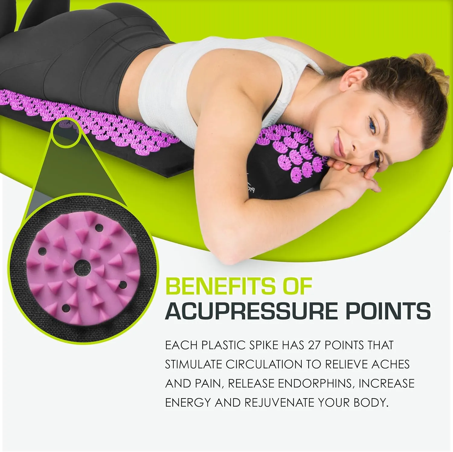ProsourceFit Acupressure Mat and Pillow Set for Back/Neck Pain Relief and Muscle Relaxation, XL - Blue/White