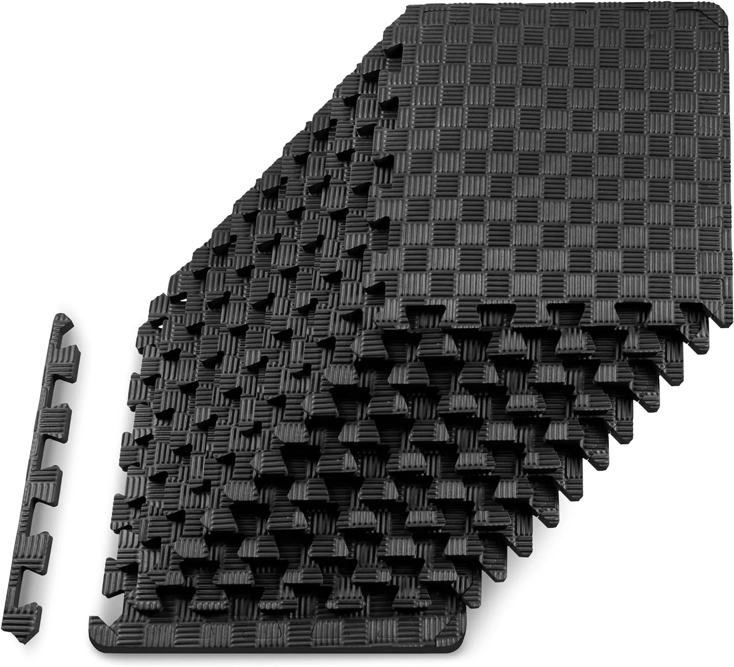 ProsourceFit Exercise Puzzle Mat 1-in, Checkered EVA Foam Floor Tiles w/ Non-Slip Texture, Gym Mat w/ Interlocking Foam Tiles for Adjustable Surface, Shock Absorbing, Waterproof Gym Flooring, Grey
