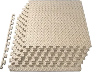 ProsourceFit Puzzle Exercise Mat ½ in, EVA Interlocking Foam Floor Tiles for Home Gym, Mat for Home Workout Equipment, Floor Padding for Kids, Black, 24 in x 24 in x ½ in, 48 Sq Ft - 12 Tiles