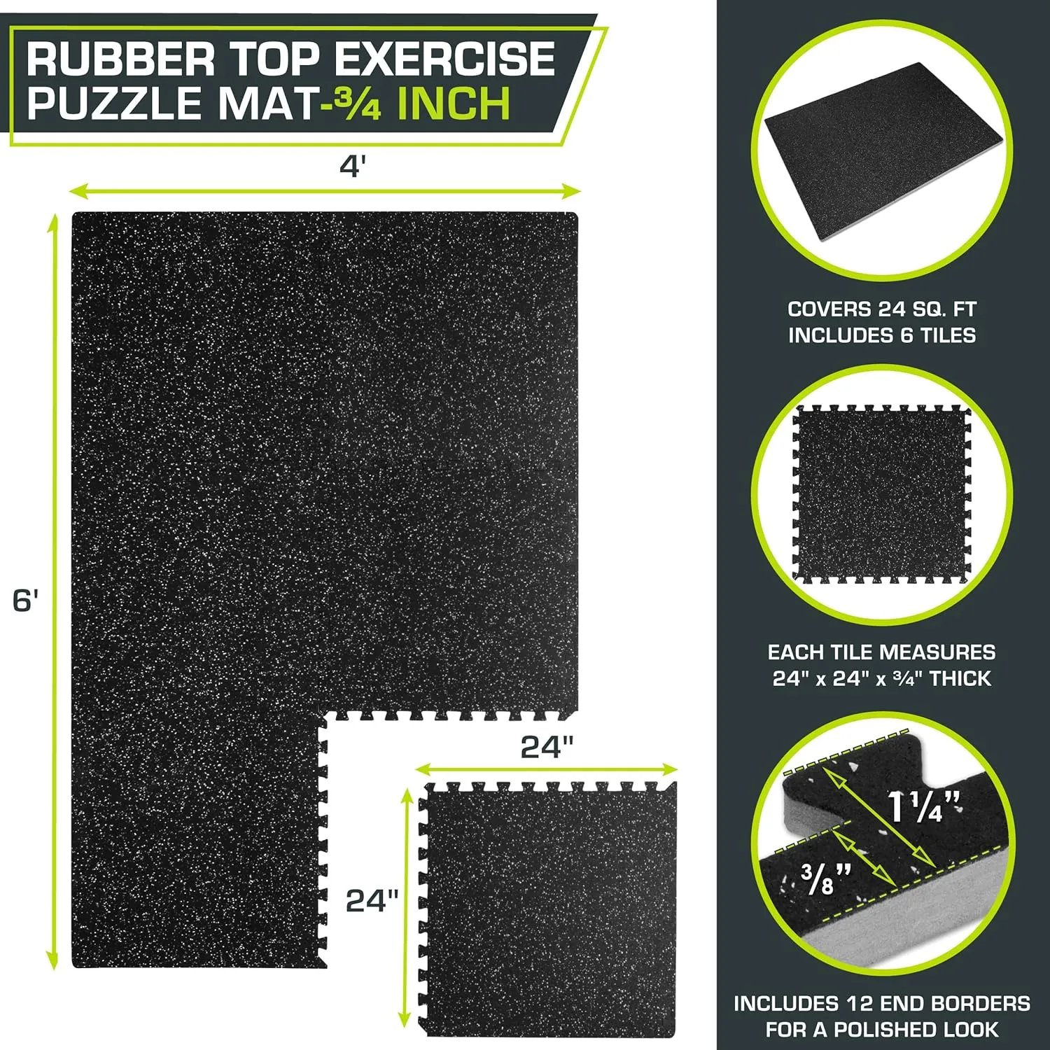 ProsourceFit Rubber Top Exercise Puzzle Mat