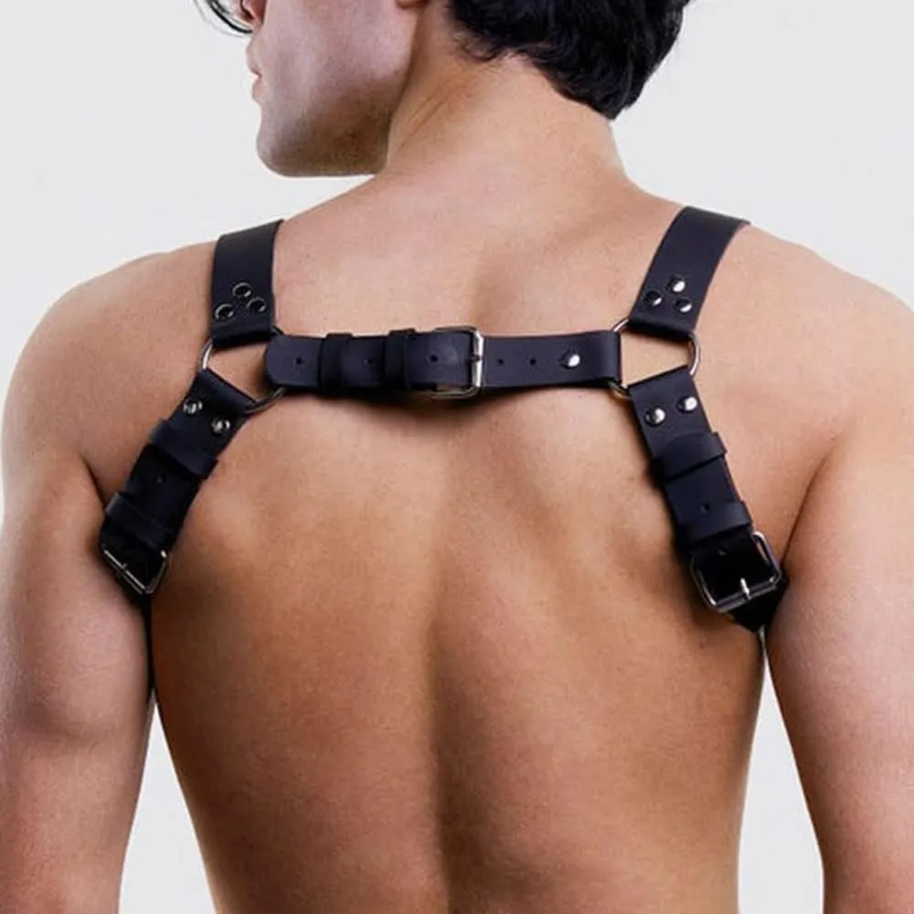 PU Leather Harness For Men Adjustable Buckle Body Chest Garter Belt Cosplay Nightclub Sexy Punk Chest Belt Clubwear
