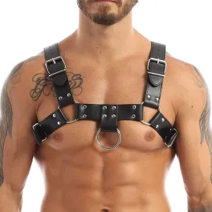 PU Leather Harness For Men Adjustable Buckle Body Chest Garter Belt Cosplay Nightclub Sexy Punk Chest Belt Clubwear
