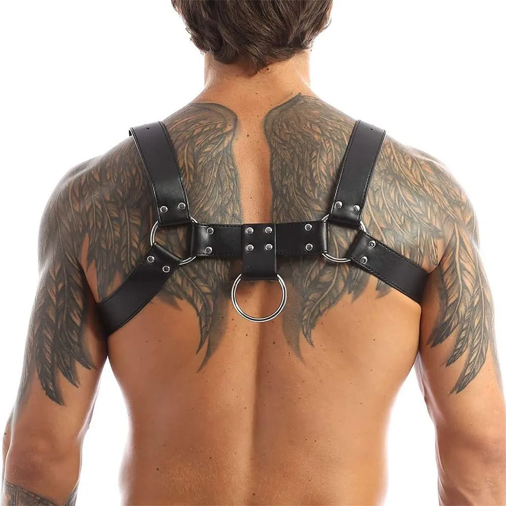 PU Leather Harness For Men Adjustable Buckle Body Chest Garter Belt Cosplay Nightclub Sexy Punk Chest Belt Clubwear