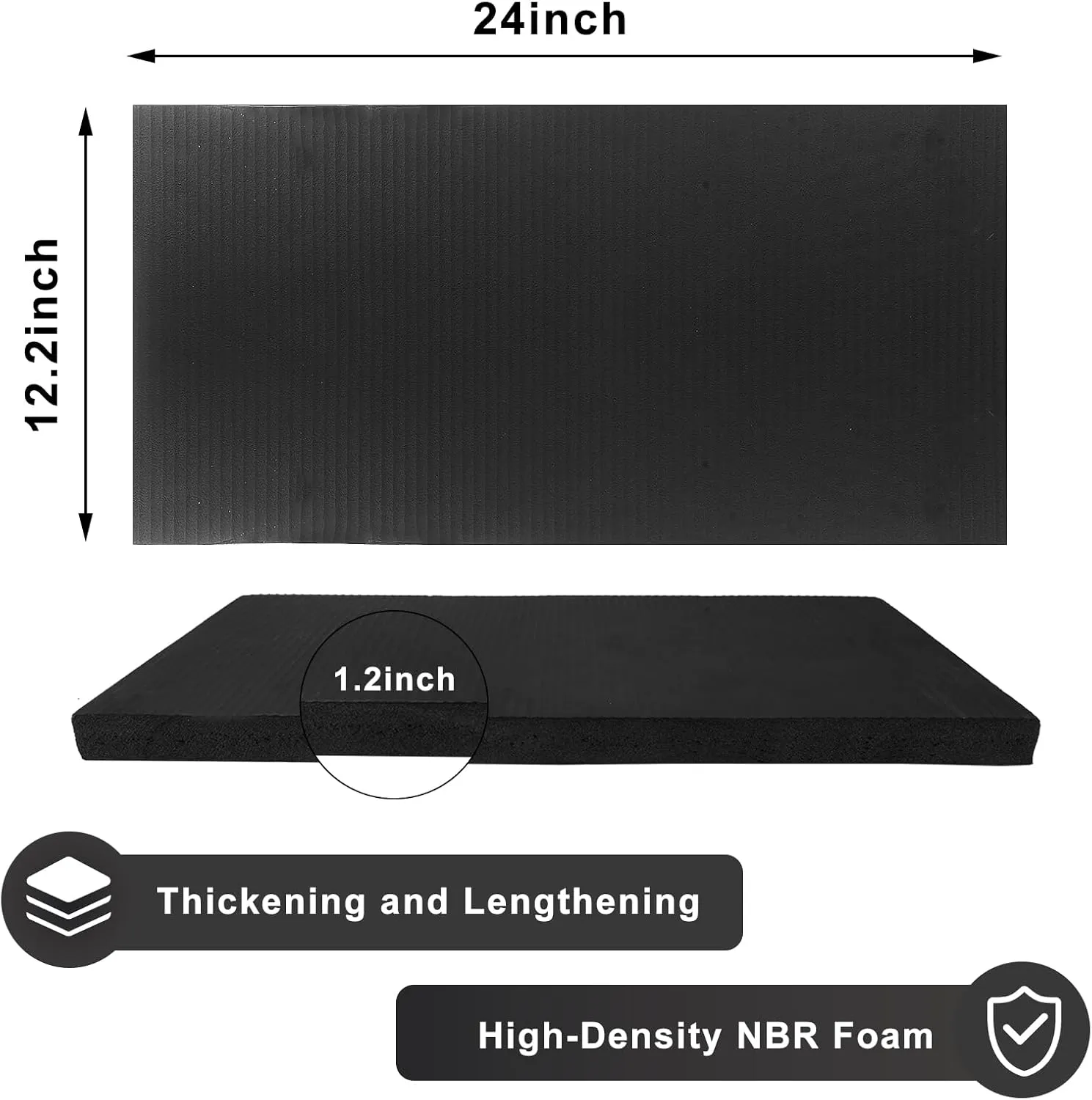 PULANTIYU Yoga Knee Pad Cushion Yoga Mat Thick Kneeling Pads Support for Knees, Wrists Elbows, Non-Slip - Earth-Friendly Knee Pads for Yoga, Pilates - Knee Cushion, Black Yoga Mat, 24x12.2 Inch
