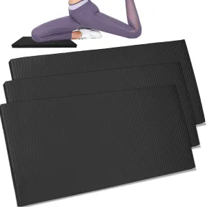 PULANTIYU Yoga Knee Pad Cushion Yoga Mat Thick Kneeling Pads Support for Knees, Wrists Elbows, Non-Slip - Earth-Friendly Knee Pads for Yoga, Pilates - Knee Cushion, Black Yoga Mat, 24x12.2 Inch