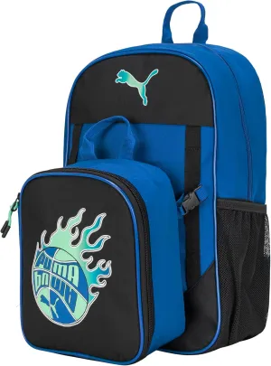 PUMA Unisex Kid's Colony Lunch Kit & Backpack Combo, Vivid Blue/Black/Aquatic, Medium