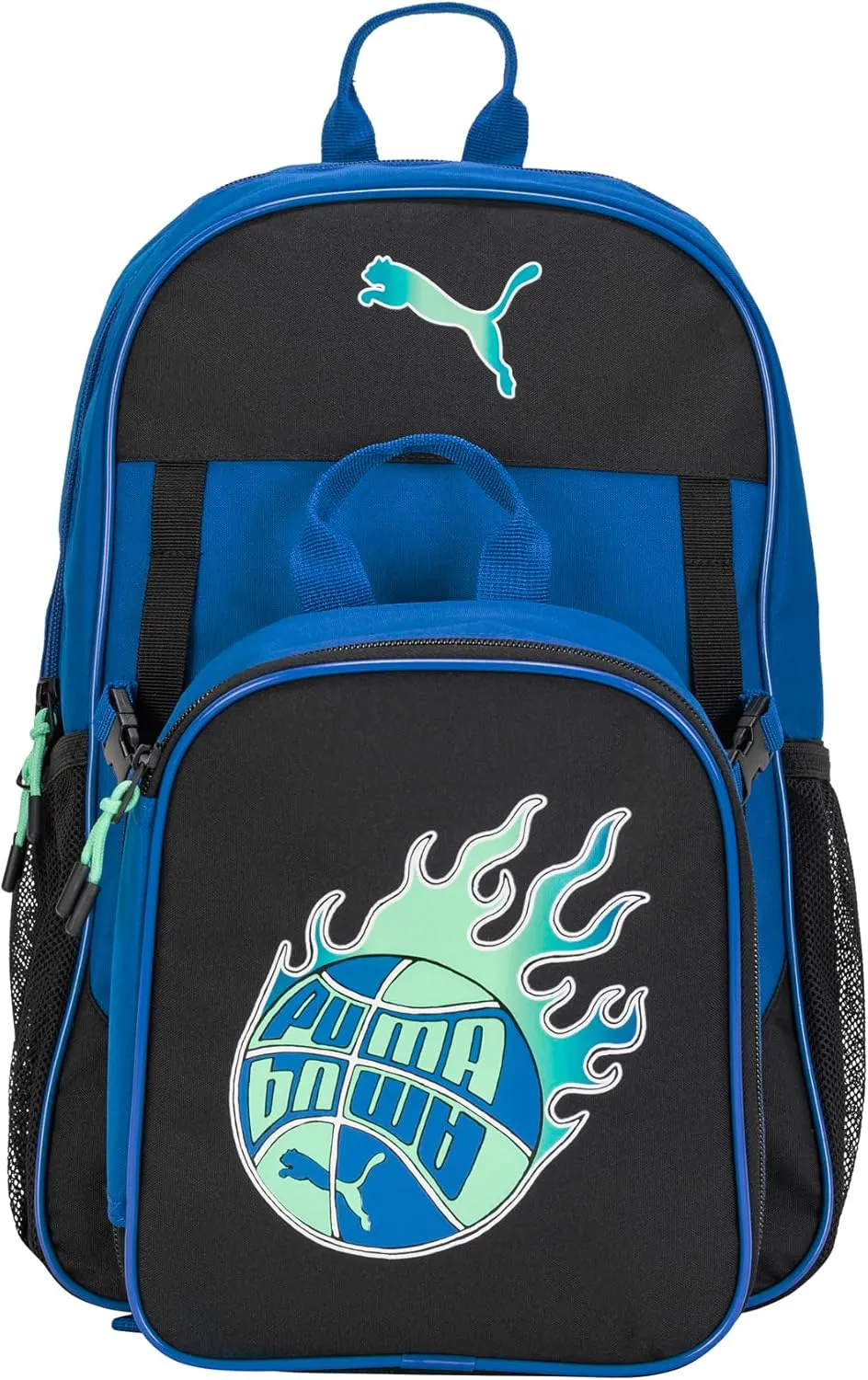 PUMA Unisex Kid's Colony Lunch Kit & Backpack Combo, Vivid Blue/Black/Aquatic, Medium