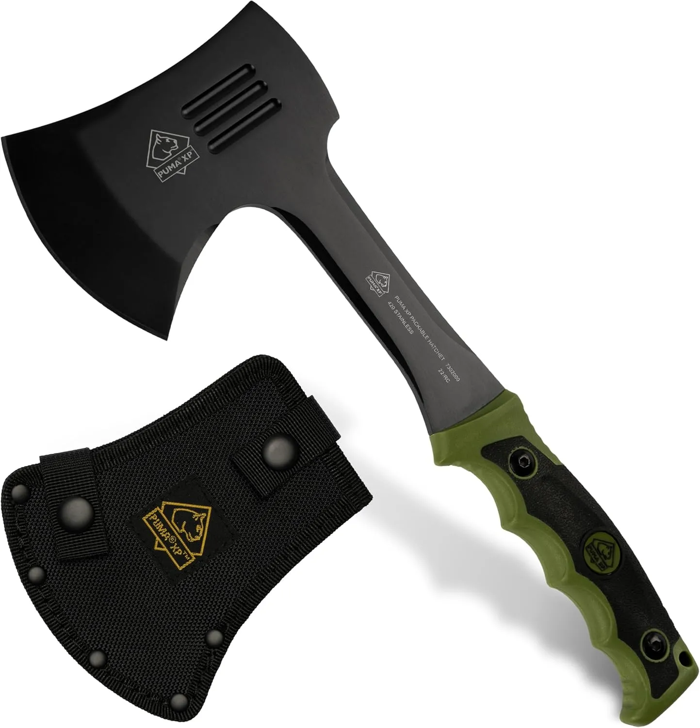 Puma XP Packable Camping Hatchet with Green Rubber Handle