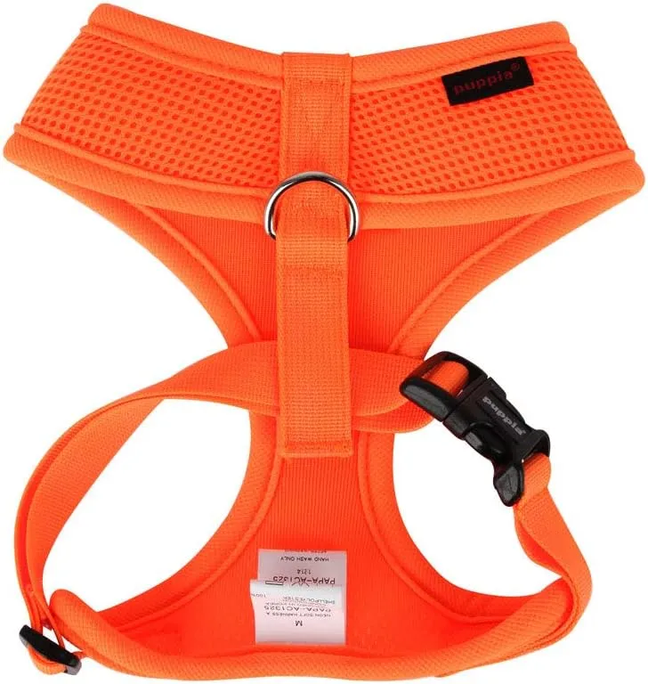 Puppia Soft Harness A - M Over-The-Head Soft Mesh Harness Neon Orange