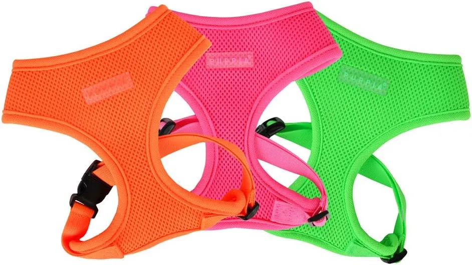 Puppia Soft Harness A - M Over-The-Head Soft Mesh Harness Neon Orange