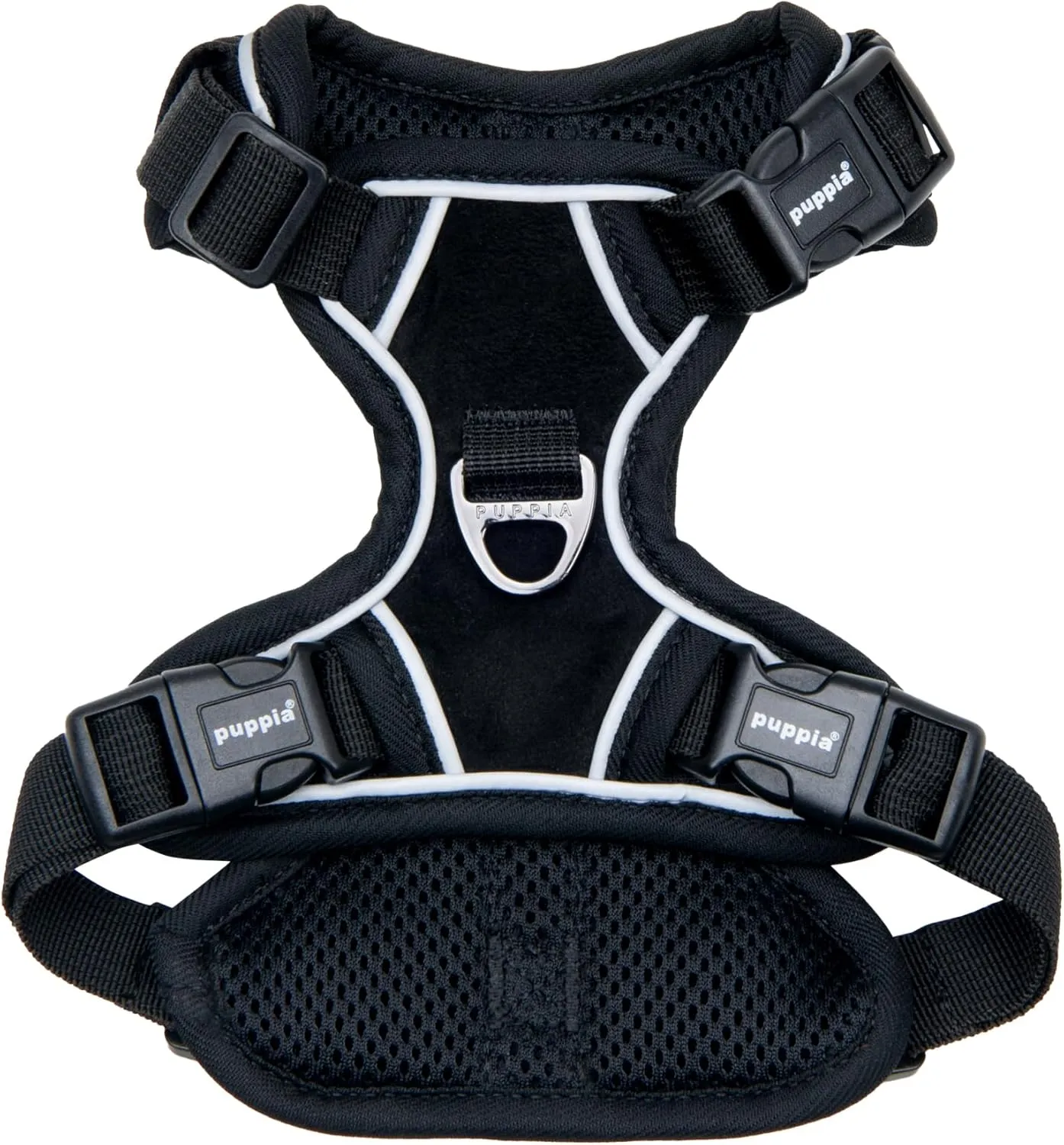 Puppia Terry Dog Harness H Suede Warm Winter Adjustable Chest and Neck Belt for Small and Medium Dog, Black, Medium