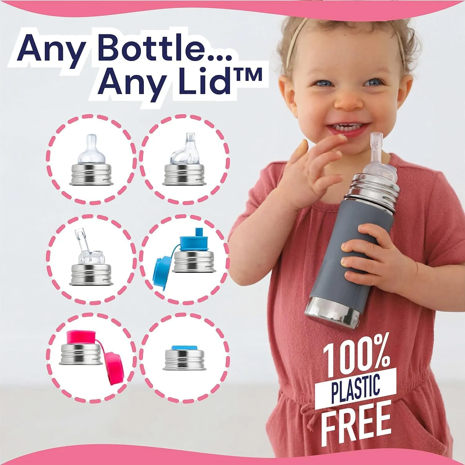Pura Kiki 11oz/325ml Stainless Steel Straw Bottle w/Sleeve, 100% Plastic-Free, MadeSafe Certified, 100% Medical-Grade Silicone Straw for Kids, Toddlers, Preschoolers, Babies & Infant - New Unicorn