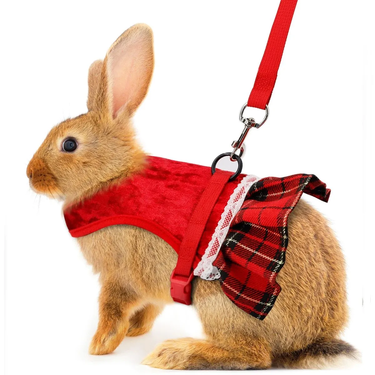 Rabbit Dress Harness and Leash Set - Adjustable, Soft, No-Choke Design for Small Pets