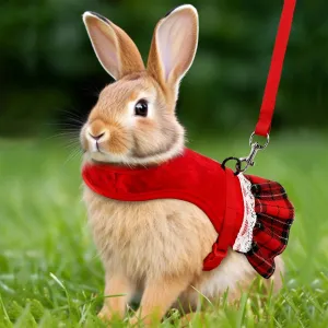 Rabbit Dress Harness and Leash Set - Adjustable, Soft, No-Choke Design for Small Pets