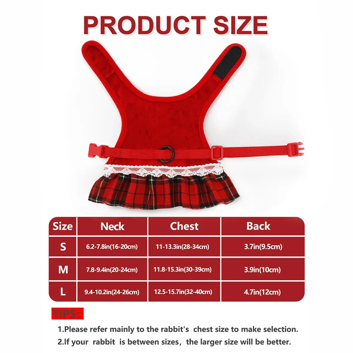 Rabbit Dress Harness and Leash Set - Adjustable, Soft, No-Choke Design for Small Pets