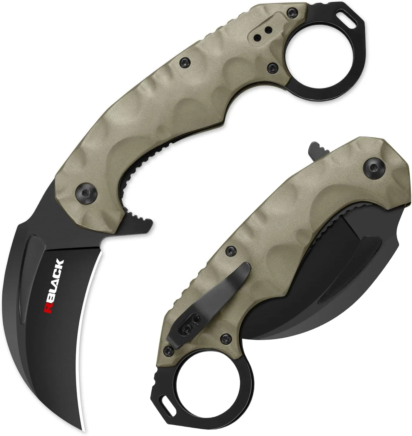 RBLACK Karambit Folding Pocket Knife for Men, Aluminum Handle with Pocket Clip, Knives for Tactical Hunting Camping EDC Outdoor Tool