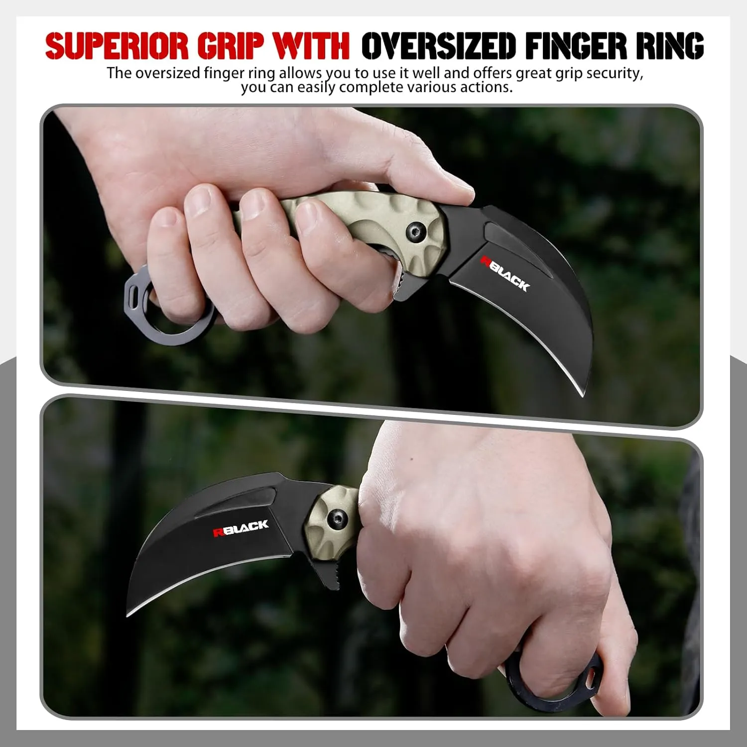 RBLACK Karambit Folding Pocket Knife for Men, Aluminum Handle with Pocket Clip, Knives for Tactical Hunting Camping EDC Outdoor Tool