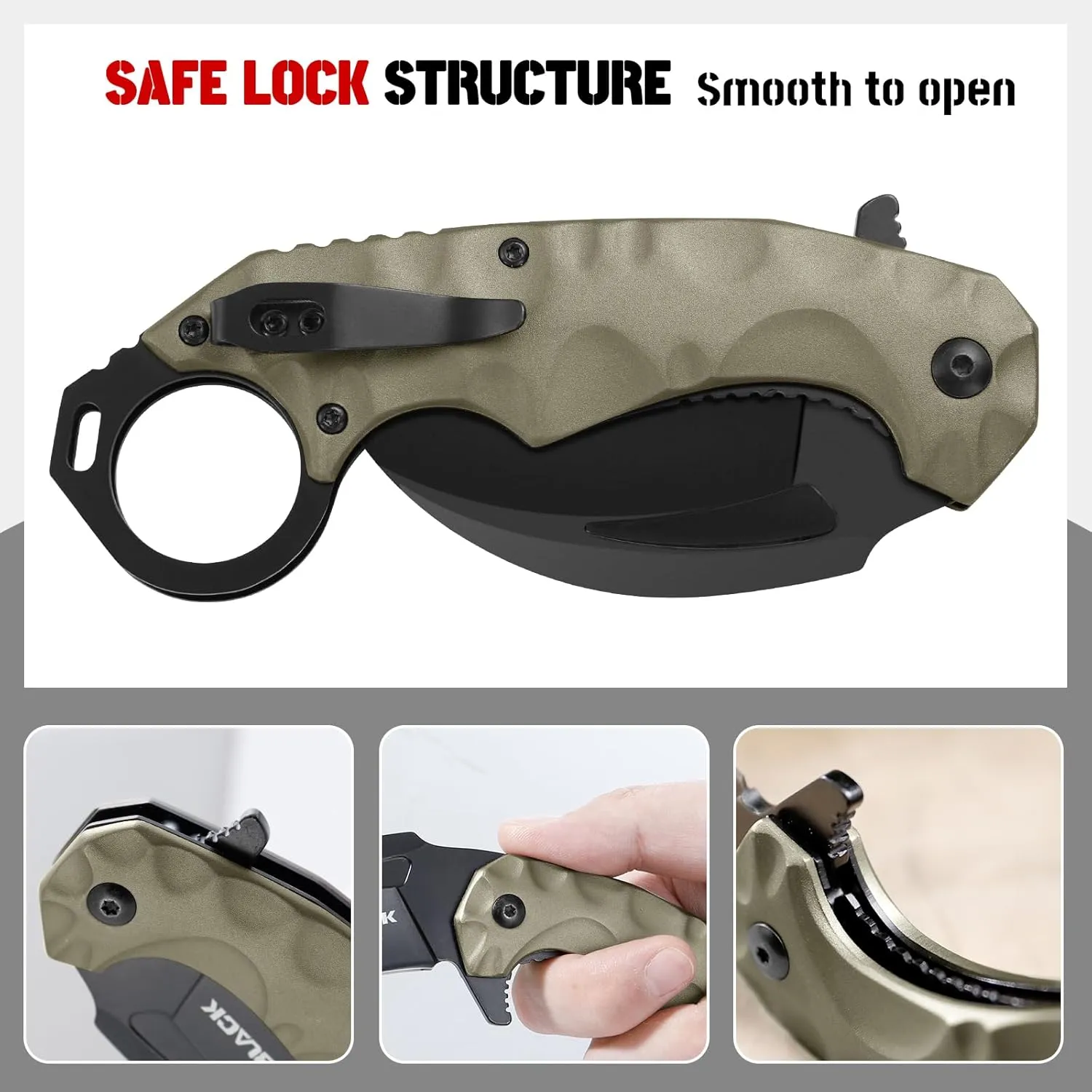 RBLACK Karambit Folding Pocket Knife for Men, Aluminum Handle with Pocket Clip, Knives for Tactical Hunting Camping EDC Outdoor Tool
