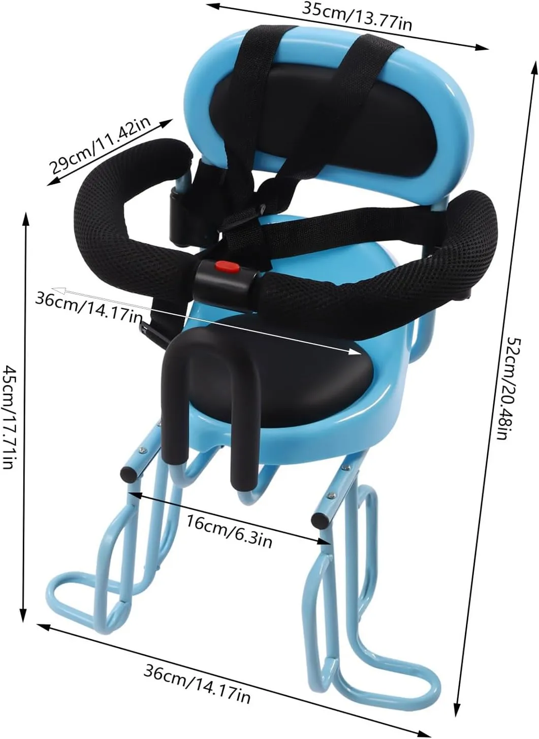 Rear Child Bike Seat Attachment with Backrest Kids Back Bike Seat Safety Carrier for Mountain Bike,Electric Bikes,Bicycles-u-Shaped Guardrail,Footrest,Seat Cushion,Safety Belt,14.2 * 20.5in