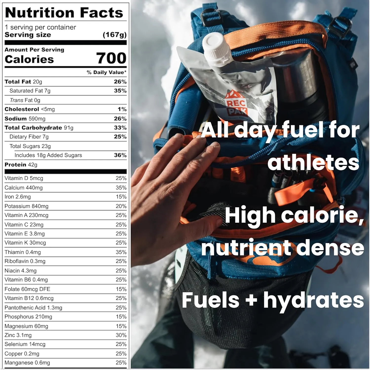 RecPak Performance Ultralight Instant Meals For Your Next Adventure | 700 Cal 42g Protein I Mixed Flavors (3-Pack)