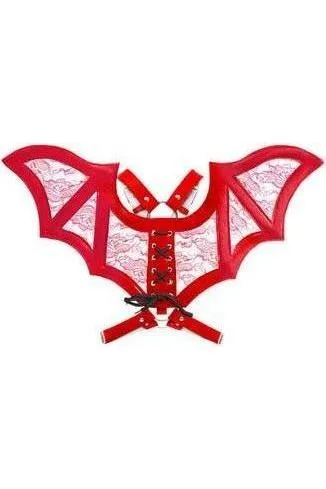 Red/Red Faux Leather & Lace Wing Harness