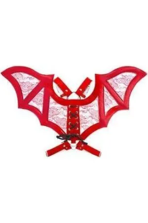 Red/Red Faux Leather & Lace Wing Harness