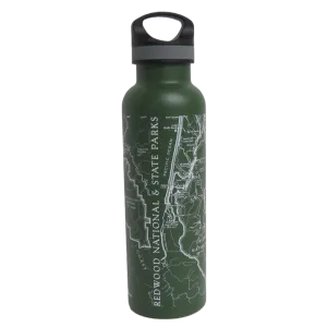 Redwood National & State Parks Map 24oz Water Bottle - Green