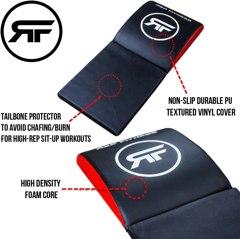 REP FITNESS Ab Support Mat with Optional Tailbone Protector - Abdominal Exercise Mat for Situp and Core Workouts
