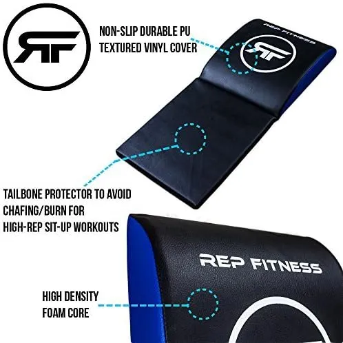 REP FITNESS Ab Support Mat with Optional Tailbone Protector - Abdominal Exercise Mat for Situp and Core Workouts