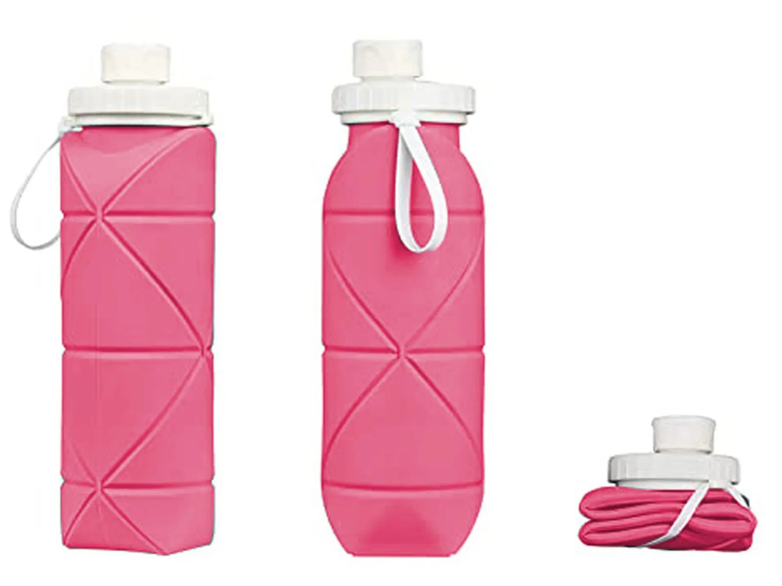 Reusable 600ml Pink Silicone Free shipping Bottle Robust security Water Bottle Collapsible Leakproof Water