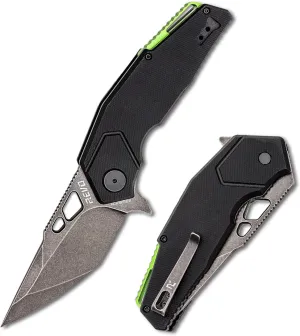 REVO Berserk REV2 - Black, 3.875" Engineered Stainless Steel with G10 Scale Handle, Flipper Tab Open Ball Bearing Pivot System, Heavy Duty Blade with EDC Grind, Reversible Pocket Clip Tactical Knife