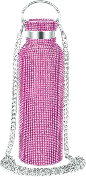 Rhinestone Water Bottle - 25 Oz Stainless Steel Insulated Hydration Bottle with Sparkling Design for Daily Use